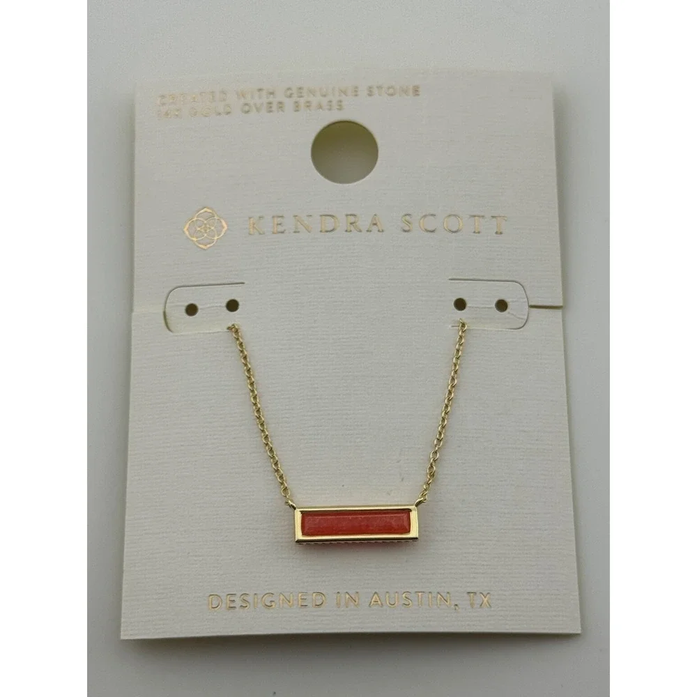 Kendra Scott Paisleigh Gold Tone Necklace Dark Peach Quartz